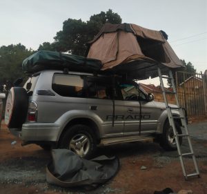 Land cruiser with roof top tent
